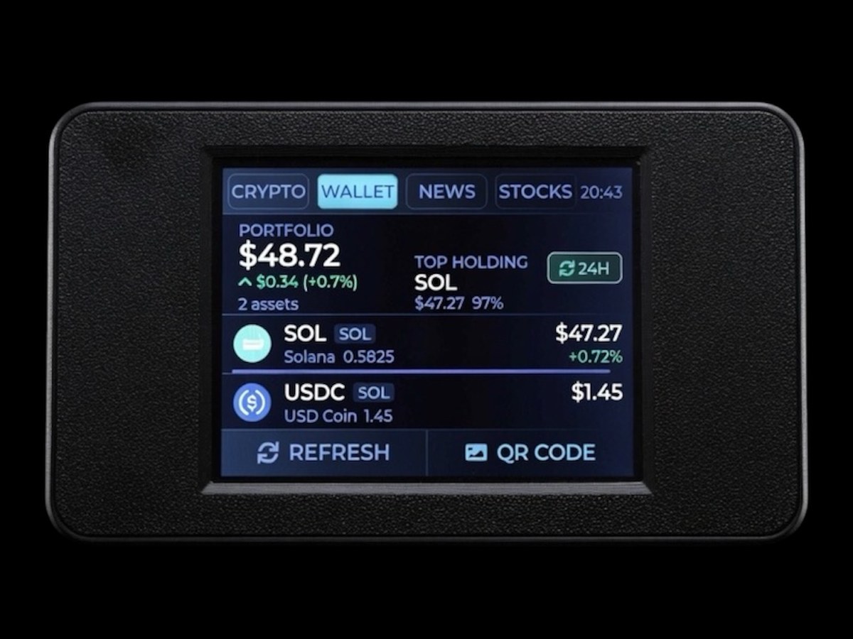 Crabby wallet tab showing a combined portfolio total
