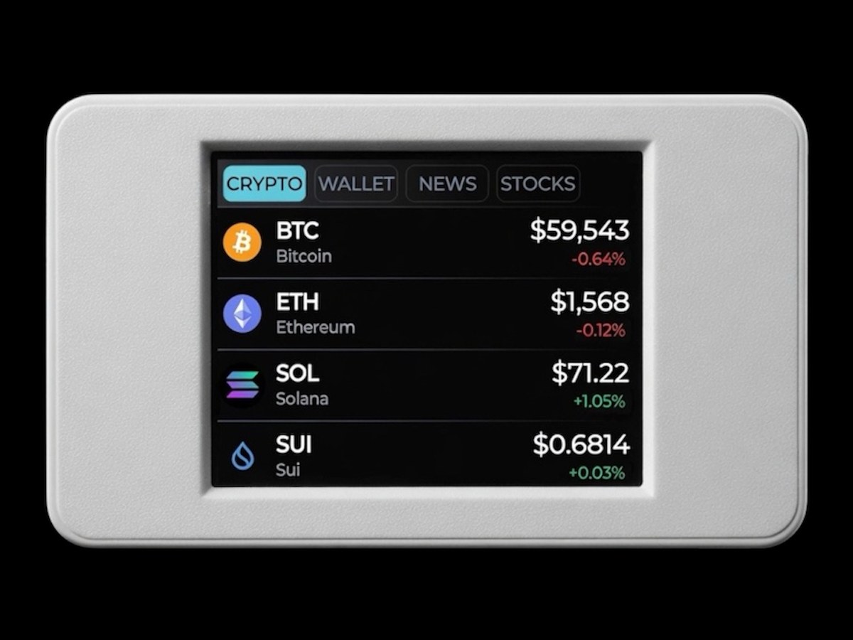 Crabby in white showing live crypto prices